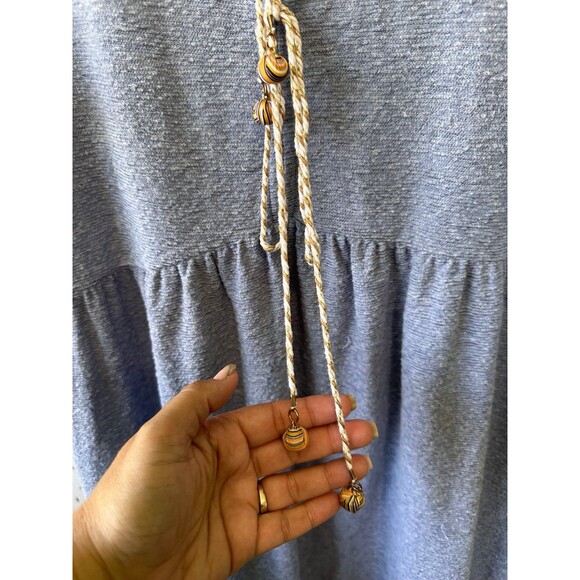 Anthropologie Saturday Sunday Karisa Front Tie Bead Charm Baby Doll Mini Dress M - Picture 6 of 10